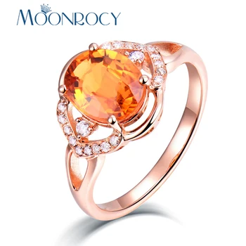 

MOONROCY CZ Orange Crystal Rings Rose Gold Color Party Wedding Ring Jewelry for Women Girls Gift Drop Shipping Wholesale
