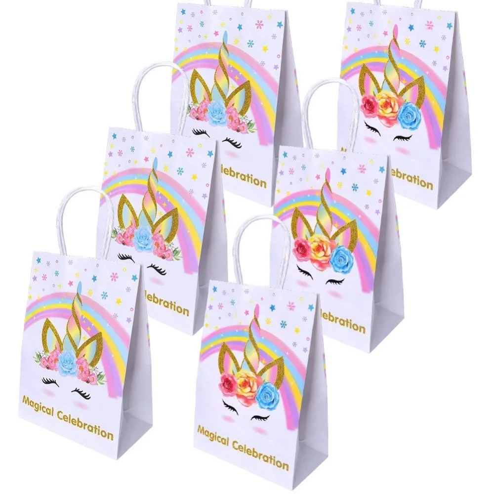 

12pcs Unicorn Paper Gift Bags Pink Candy Bag for Unicorn Party Baby Shower Birthday