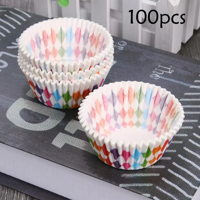 100pcs Colorful Paper Cupcake Liner Baking Cups Cup cake Mold Party