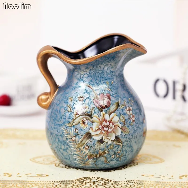 NOOLIM Modern Luxury Simple Mesa of Painting of Flowers and Birds in Vase Ceramic Small Milk Pot Process Home Decoration