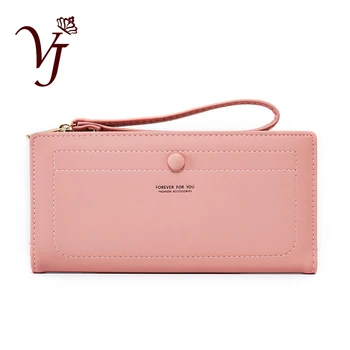 

2019 New Women Leather Wallet Ultra-thin Phone Bag Wrist Strap Female Hasp Zipper Coin Change Purse Card Holder Clutch Girls