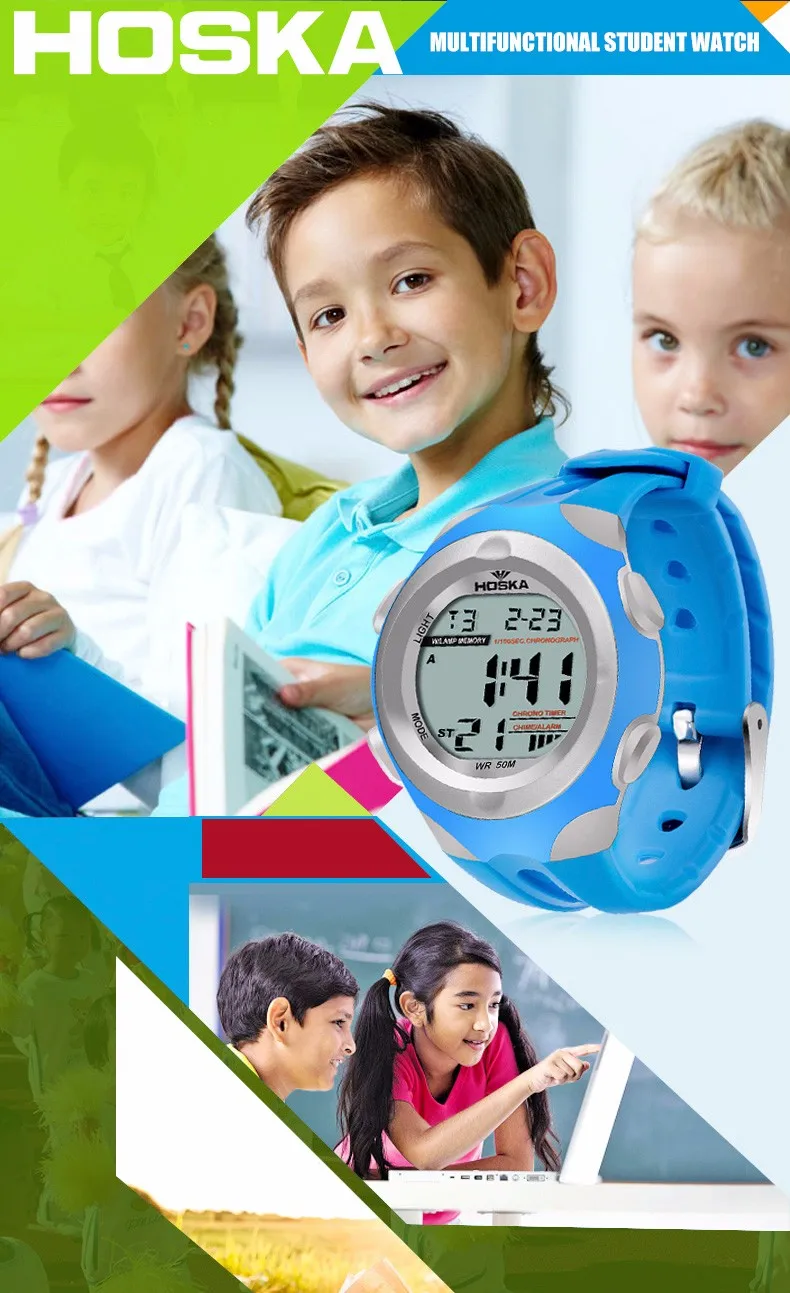 Популярный бренд hoska часы дети мальчик спорт на открытом воздухе Отдых хронограф секундомер цифровые часы buzos Deportivos Infantil H012