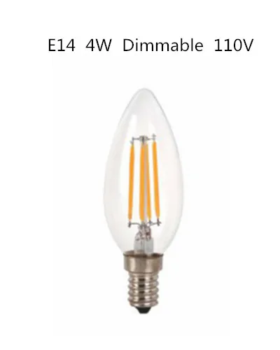 10 шт./лот дизайн энергосбережение 2W 4W 6W лампы в форме свечи E14 E27 E12 220V 110V затемнения C35 C35L светодиодный нити Светильник лампы 360 градусов лампы