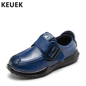 

Spring Autumn Fashion Children Leather shoes Hook & Loop Flat with Casual shoes Genuine leather Kids Loafers Flats 060