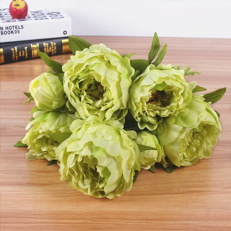 (7 headsbunch) 2017 New.Silk Simulation Artificial flower Peony flower bouquet for wedding home decoration (9)