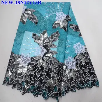 

Nigerian Flower french tulle lace High Quality Sky Blue Sequins Embroidery french tulle lace fabrics for women dress WH-06