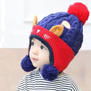 

New Hot Lovely Cute Baby Winter Hat Warm Infant Beanie Cap For Children Boys Girls Animal Cat Ear Kids Crochet Knitted Hat