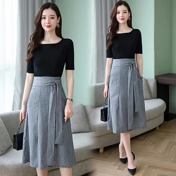

Fashion Summer Style Skirt Set 2 Piece Set Women Vintage Conjunto Feminino Ensemble Femme Survetement Year-old Female Costume