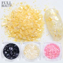 Полная Красота Блеск морской оболочки ногтей блестки неровные сломанные тонкие хлопья натуральный черный розовый дизайн ногтей Пудра Декор пыли CHBX01-12