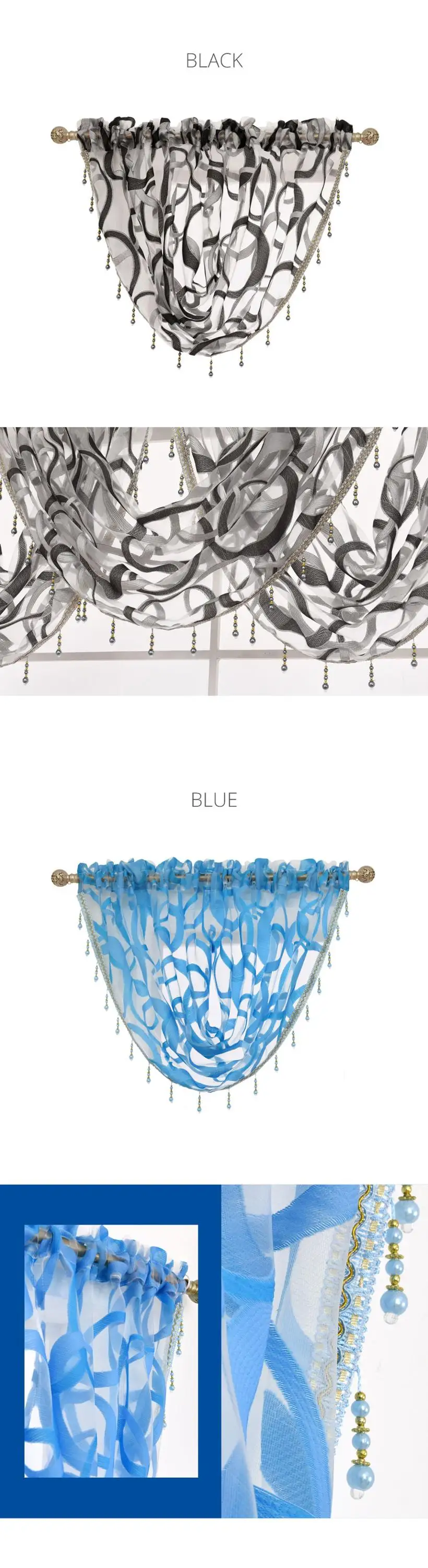 BVL-SMT490 NAPEARL Living Room Endless Design Beads Valance Home Window Decorative Voile Curtain Simple Style Tulle Beaded Short Drapes (4)