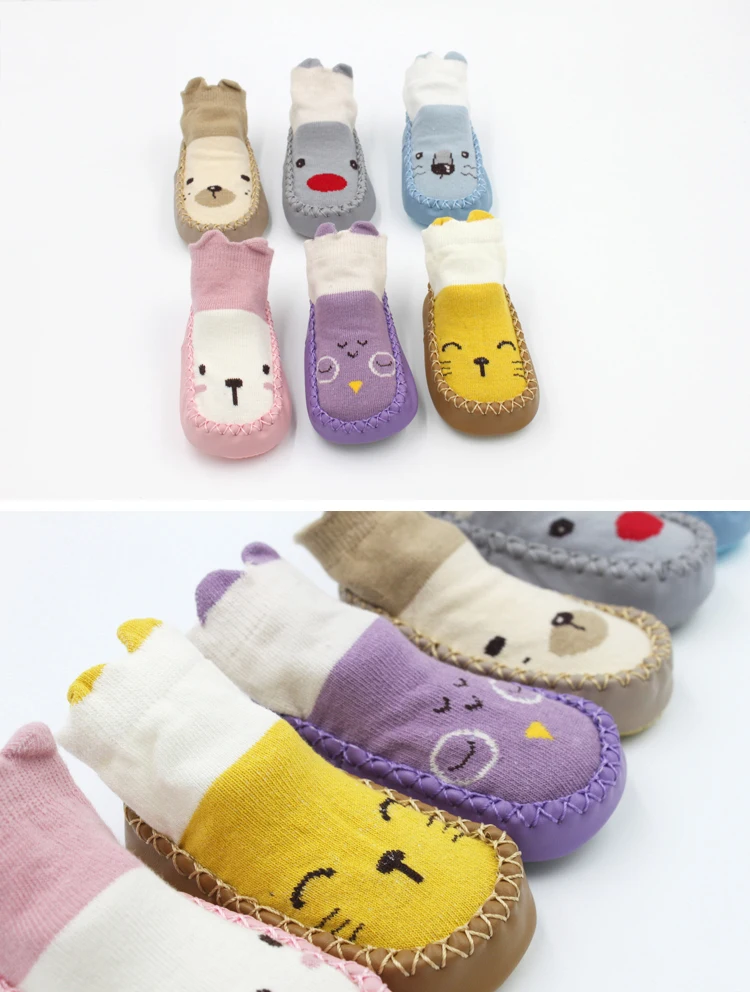 Носки-тапочки для малышей 0-24 месяцев Нескользящие весенне-осенние носки для малышей носки с мягкой подошвой для новорожденных хлопковые носки для малышей с героями мультфильмов