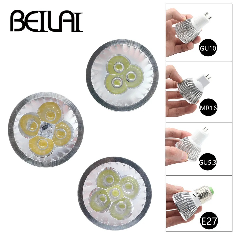 10 piezas GU10 MR16 E27 Dimmable Bombillas lámpara LED Lampada LED proyector 3 W 4 W 5 W Spot Luz lamparas bombillas LED iluminación de aluminio