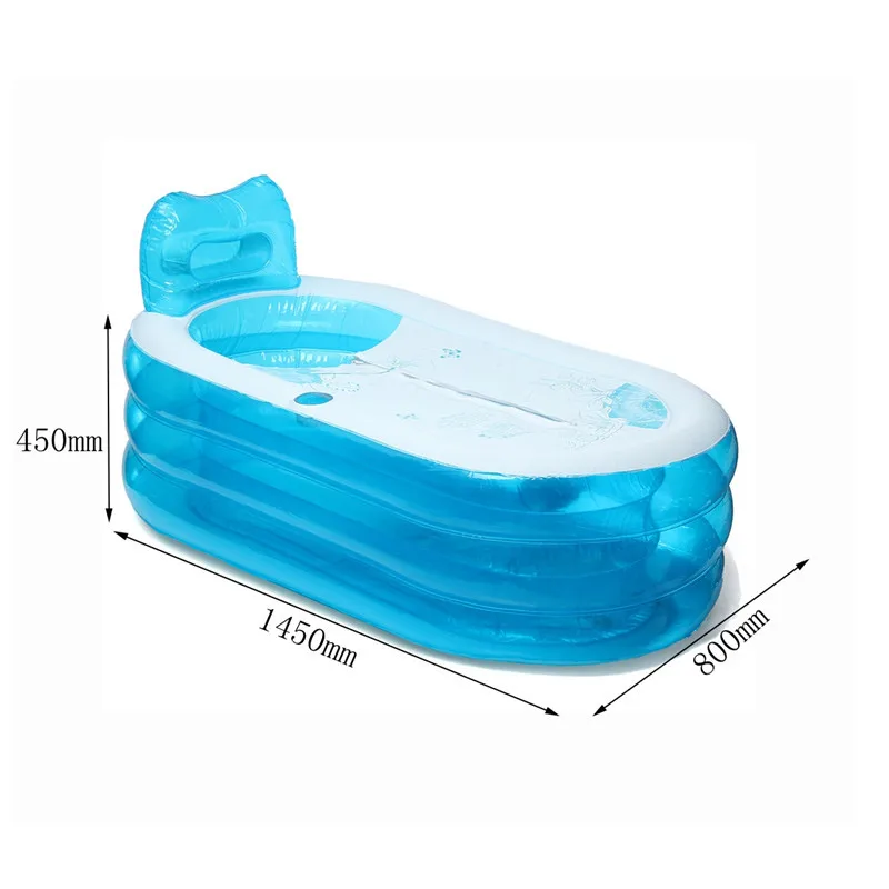 1Pcs Transparent Blue Portable Warm Bathtub Inflatable Folding Bath Tub With Electric Air Pump Blow Up For Spa Adults Kids