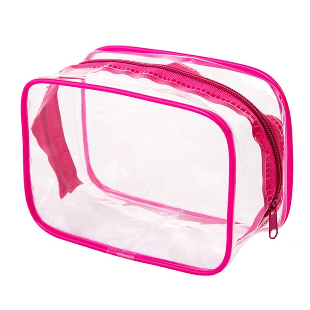Дорожная косметичка для хранения, Прозрачная ПВХ водонепроницаемая сумка для хранения макияжа, цветная квадратная сумка для девочек, Студенческая косметичка - Цвет: Красный