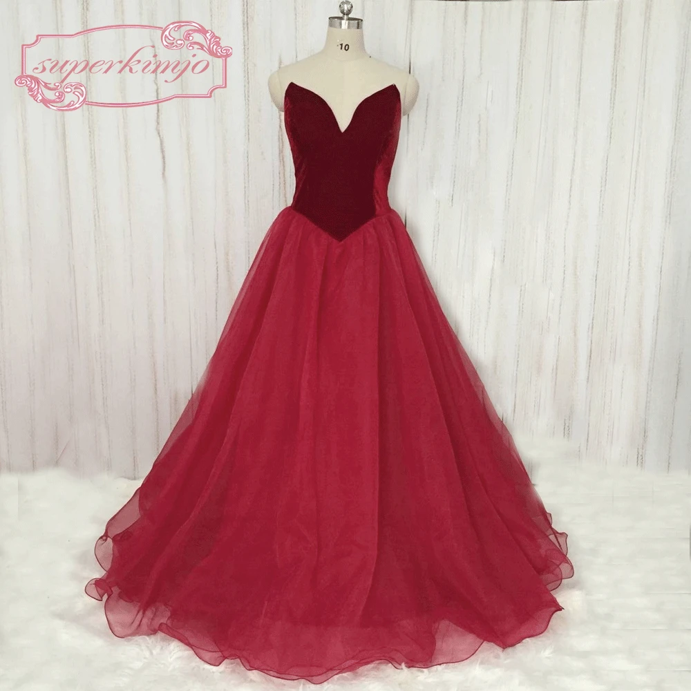 

SuperKimJo 2018 Real Images Burgundy Velvet Prom Dresses Formal Gowns A Line Elegant Arabic Style Evening Gown Vestido De Festa