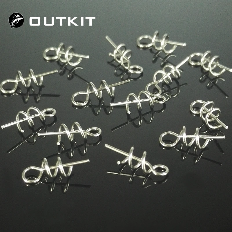 OUTKIT 50 шт. пружинный замок шпильки из нержавеющей стали Мягкая приманка пружинный замок шпилька кривошипный крюк разъем фиксированная защелка рыболовные снасти