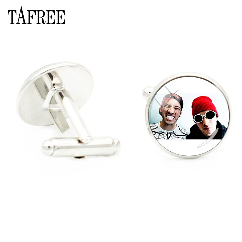 

TAFREE Twenty One Pilots Members Cufflinks Hip Hop Personalized Art Pattern Glass Cabochon Dome Handmade Men Shirt Jewelry TO17