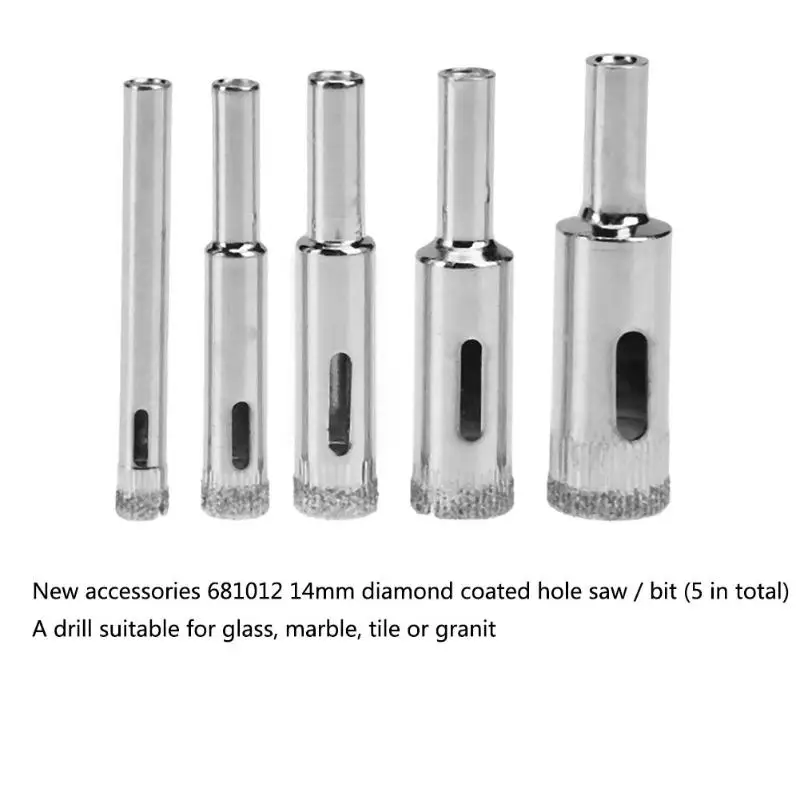 5Pcs Diamond Coated Core Hole Saw Center Drill Bits Set 6 14mm Tile