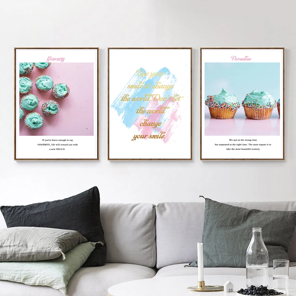 

AAHH Posters and Prints Print on Canvas Wall Art Picture for Living Room Home Decor Green Ice Cream No Frame
