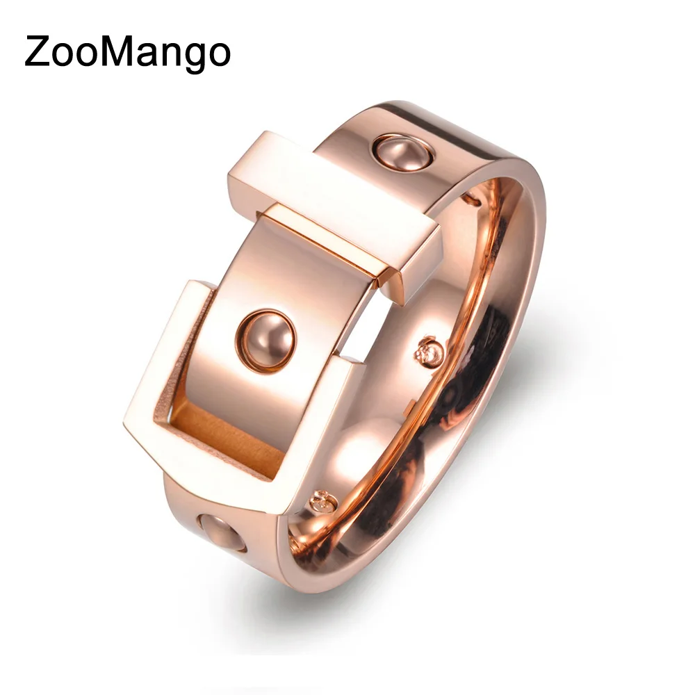 

New Fashion Belt Buckle Design Stainless Steel Rings Jewelry Romantic Love Wedding Bands Ring for Men and Women Anillos ZR17037