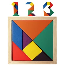 

Wooden Tangram 7 Piece Jigsaw Puzzle Geometric Colorful Square IQ Game Brain Teaser Intelligent Educational Toys for Kids LZ0084