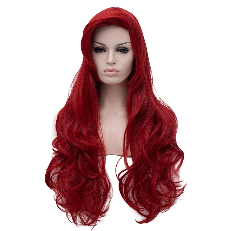 Jessica Rabbit волнистые длинные винно-красные волосы Русалочка Принцесса Ариэль термостойкий косплей костюм парик+ парик шапка
