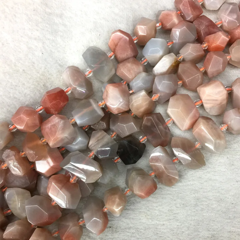 

Natural Genuine Raw Mineral Orange Gold Sunstone Hand Cut Faceted Big Nugget Loose Beads Fit Jewelry 15" 05560