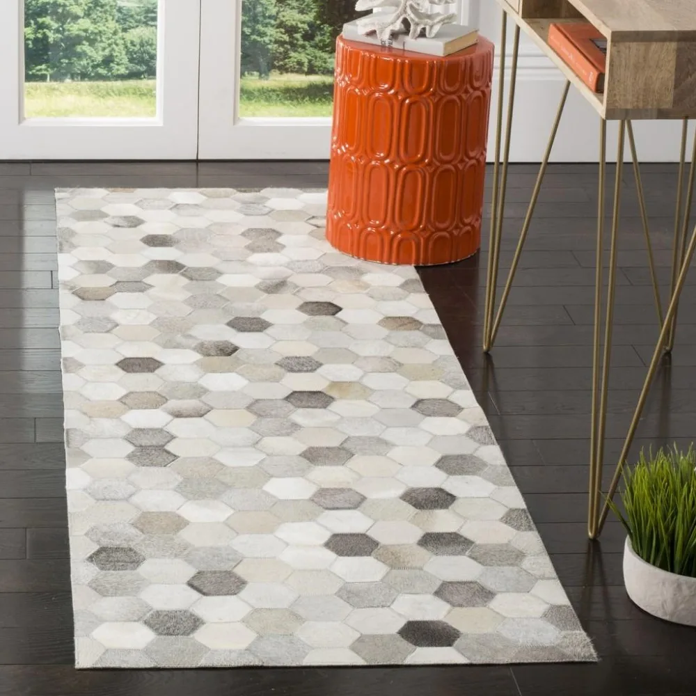 

Modern Gray Natural Handmade Cowhide Rug