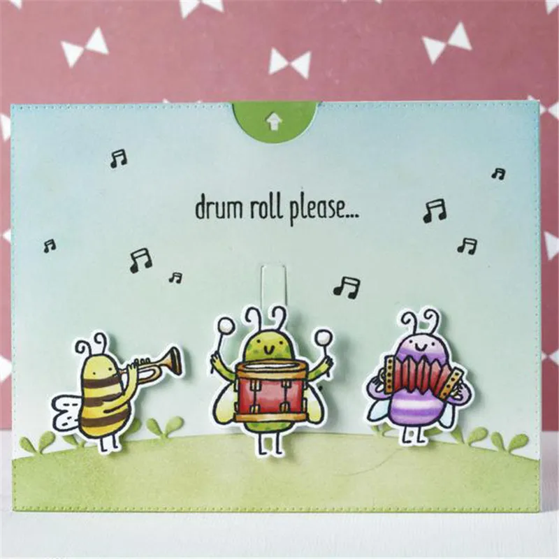 

YaMinSanNiO Bees Music Metal Cutting Dies and Clear Stamps for Scrapbooking New Die Cuts for Card Making Fustelle Craft Stitch