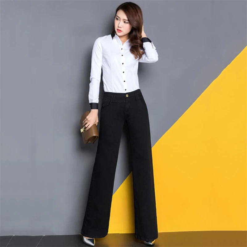 Mom Jeans Light Blue Black Plus Size Wide Leg Pants 2019 New Spring Korean Casual Flare Long Loose High Waist Jeans Feminina LR5 Mom Jeans Light Blue Black Plus Size Wide Leg Pants 2019 New Spring Korean Casual Flare Long Loose High Waist Jeans Feminina LR5