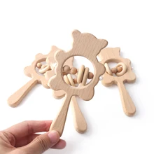 1 шт., буковая деревянная погремушка-грызунок, детские жевательные игрушки, детские товары, пищевая древесина ручной работы, детские погремушки, аксессуары для самостоятельной сборки, детские игрушки