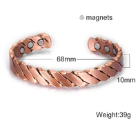 Vinterly Magnetic Pure Copper Bracelets Vintage Twisted Open Cuff Adjustable Bangle Health Energy High Magnet  Jewelry for Women 2