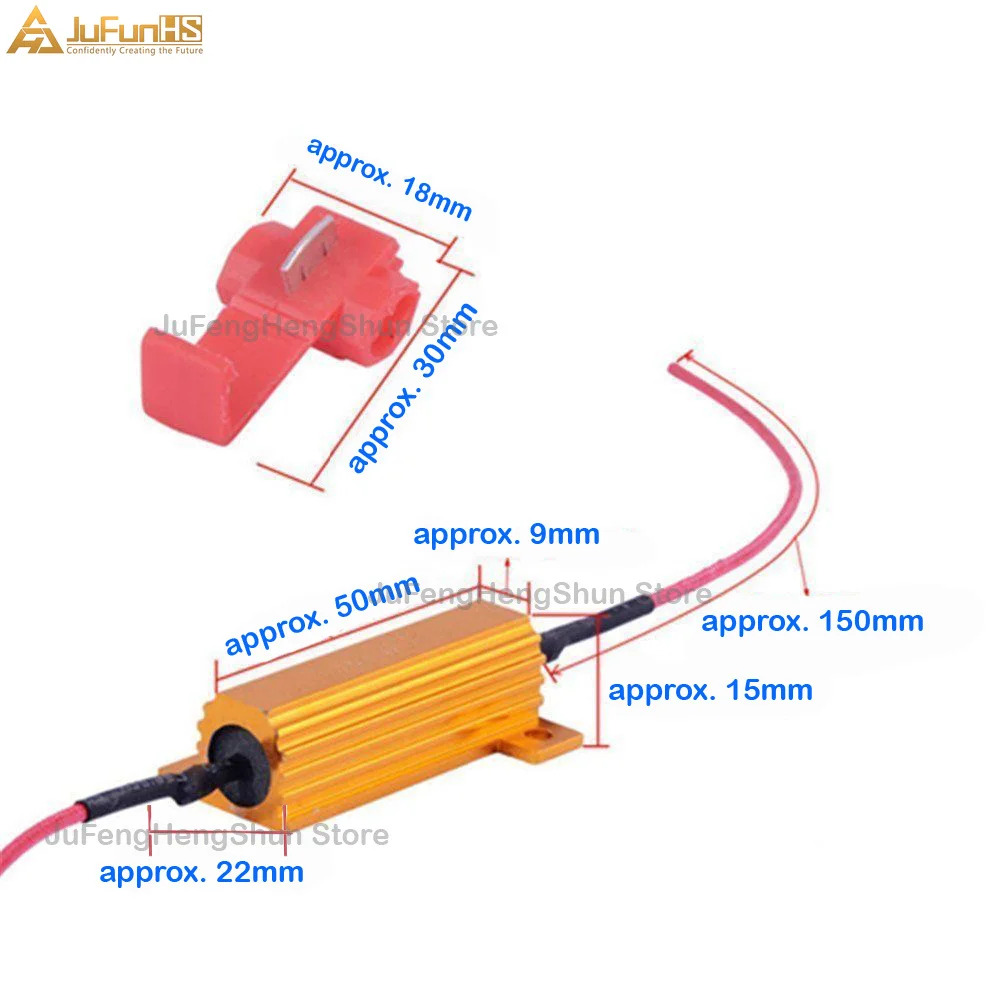 50 Вт нагрузочный резистор 6 Ом Исправить СВЕТОДИОДНЫЙ лампы быстрая Hyper вспышка Поворотная сигнальная лампа мигалка 1157 1156 3157 3156 автомобиля 12 V 6R резисторы+ T-Tap
