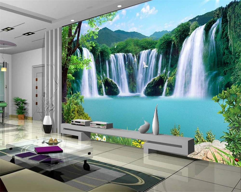 De 3d Papel Pintado Con Paisaje Para Paredes 3 D Foto Natural Paisaje De Cascada Pared Tv Telón De 3d Mural Papel Beibehang Papeles Pintados Aliexpress
