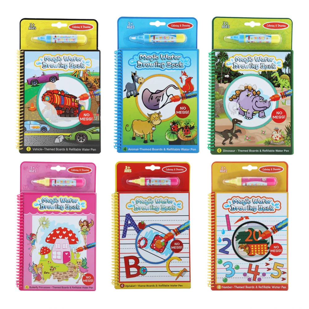 

Magic Water Drawing Book Coloring Book Doodle with Magic Pen Painting Board Juguetes For Children Education Drawing Toy 6 Colors