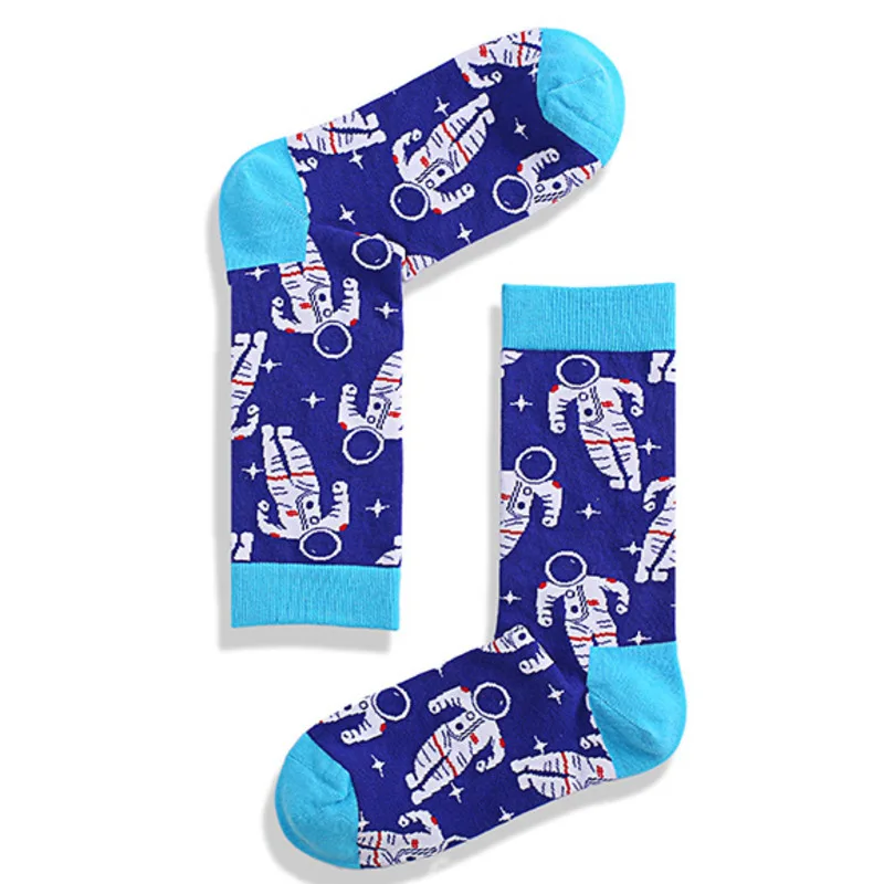 Для мужчин носки для девочек мода Счастливый мультфильм астронавт личность скейт забавные носки корейский стиль каваи Harajuku Хип Хоп Street Женские чулочно - Цвет: ue