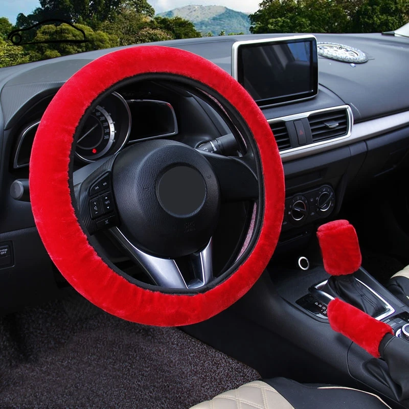winter Steering Wheel Cover+Handbrake cover + car Automatic Covers / Warm Super thick Plush Gear Shift Collar winter Steering Wheel Cover+Handbrake cover + car Automatic Covers / Warm Super thick Plush Gear Shift Collar