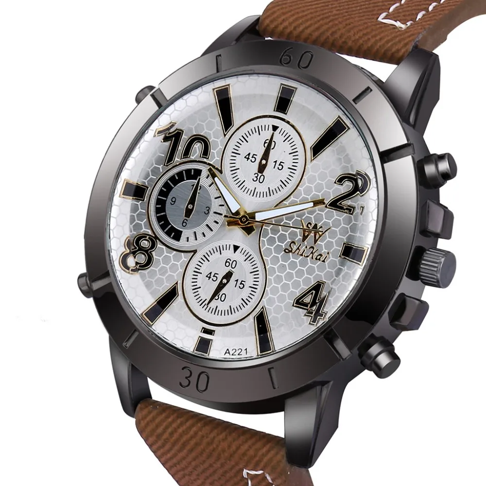 Простые мужские часы с цифровым циферблатом, кварцевые наручные часы, популярные мужские часы, кожаный ремешок в деловом стиле, часы Zegarek Meski@ 50