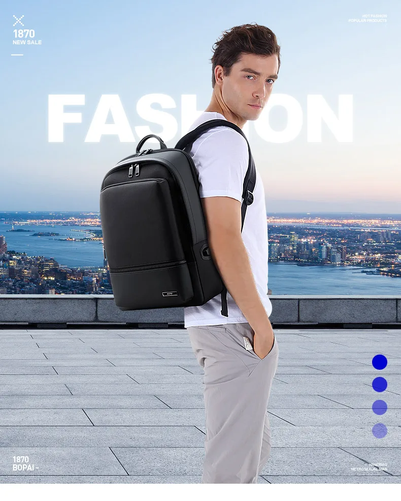 BOPAI рюкзак мужской деловой Повседневный Большой Вместительный рюкзак для путешествий 15,6 дюймов компьютерный рюкзак модная сумка