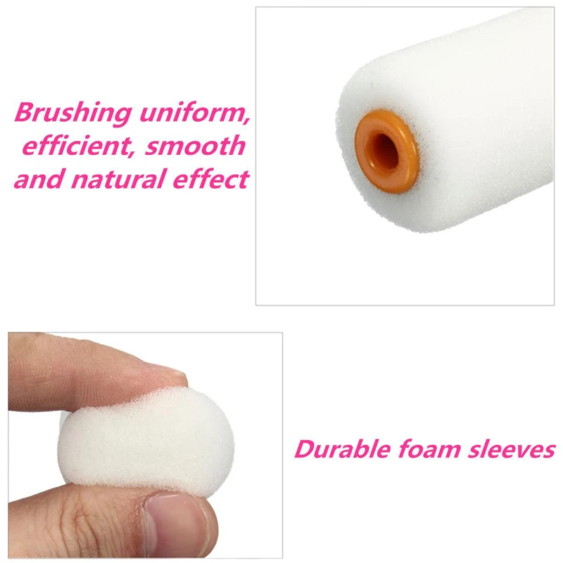 12pcs/set Craft Wall Varnishing Foam Painter Brush Heads with Paint Roller Handle Accessories