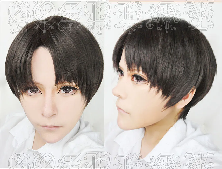 

Anime Attack on Titan Levi·Ackerman Cosplay Wigs Short Black Heat Resistant Synthetic Hair Wig + Wig Cap