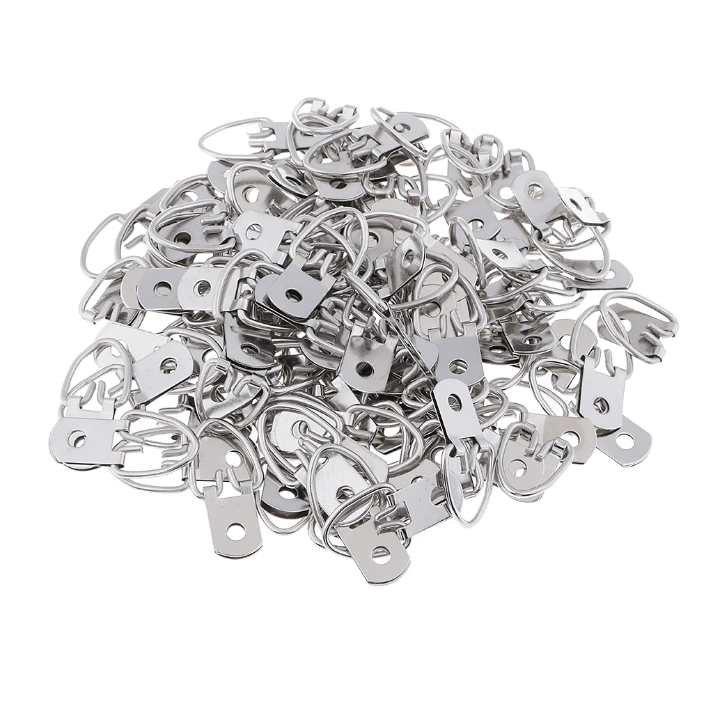 100 Pieces Single Hole D Ring Picture Frame Hangers Hooks Stronger  Wall Hangers Heavy Duty D Ring Picture Hangers