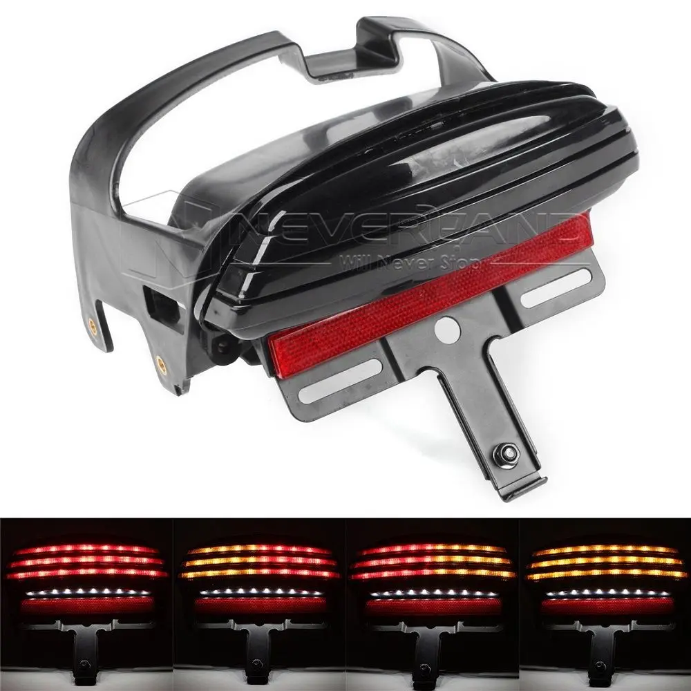 

Neverland High Quality Tri-Bar LED Fender Motorcycle Turn Signal Tail Light License Plate Bracket For Harley FXST D35