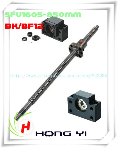 

1pcs SFU1605 Ball screw L=850mm Ballscrew -C7end machined +1PCS Ball nut + 1 set BK12/BF12 Support CNC