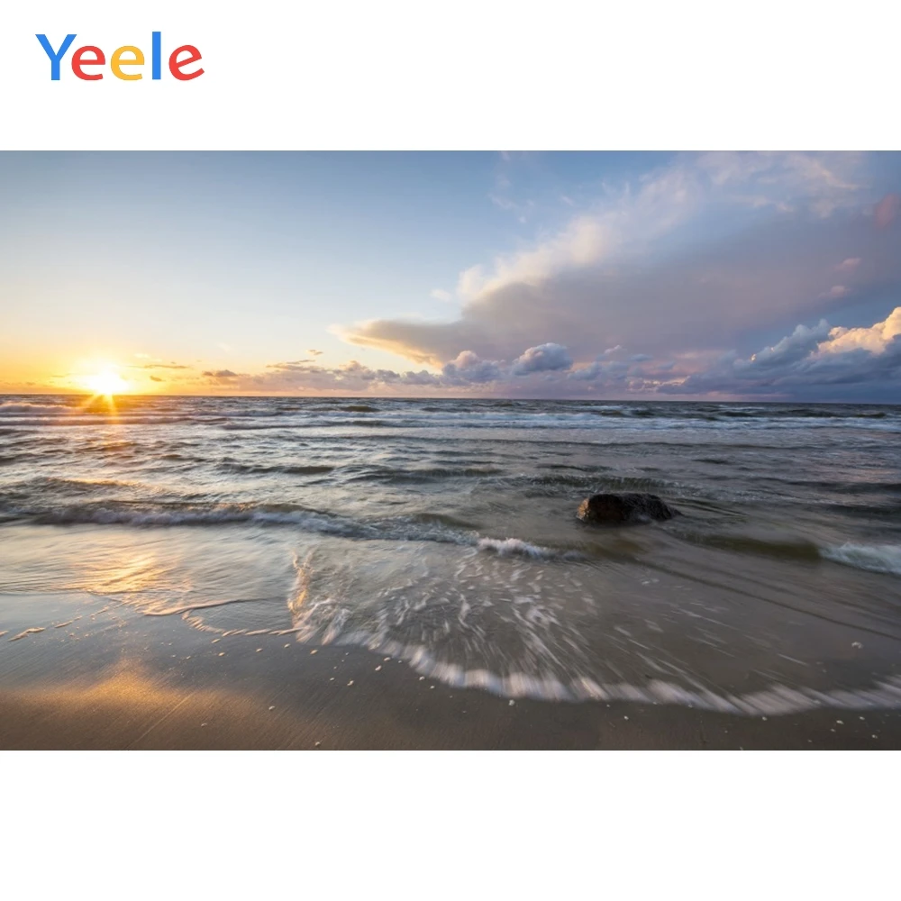

Yeele Sunset Clouds Sea Water Wave Summer Holiday Photography Backgrounds Customized Photographic Backdrops for Photo Studio