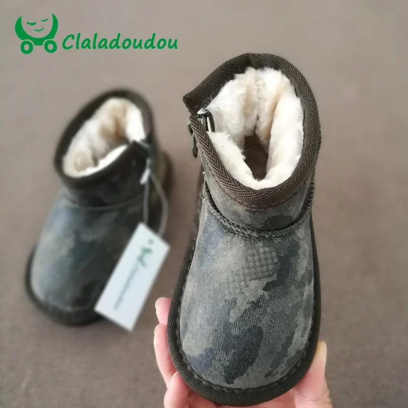 Модные детские ботинки Claladoudou для девочек и мальчиков зимние детская теплая