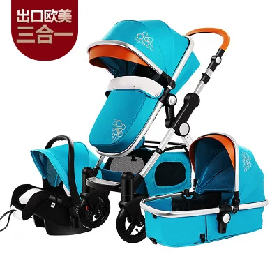 Детская коляска 4 в 1 с автокреслом для новорожденного с высоким видом, складная детская коляска, дорожная система carrinho de bebe 3 em 1 - Цвет: D 3 in 1