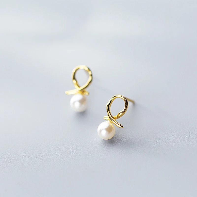 MloveAcc 925 пробы серебряные ювелирные изделия для женщин модные милые полые овальные жемчужные серьги-гвоздики для девочек