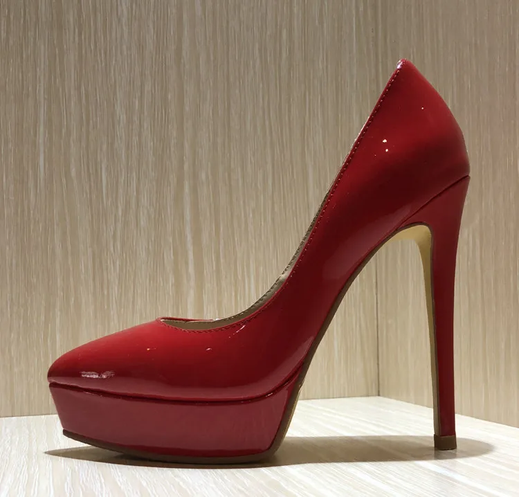 Итальянская модная обувь; женские туфли для подиума на двойной платформе и высоком каблуке; классические черные модельные туфли из натуральной кожи; Цвет черный, красный