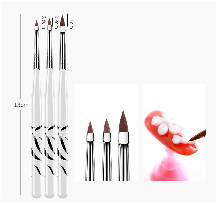 8Pcs UV Gel Brush Liner Painting Pen Acrylic Drawing Brush for Nails Gradient Rhinestone Handle Manicure Nail Art Tool